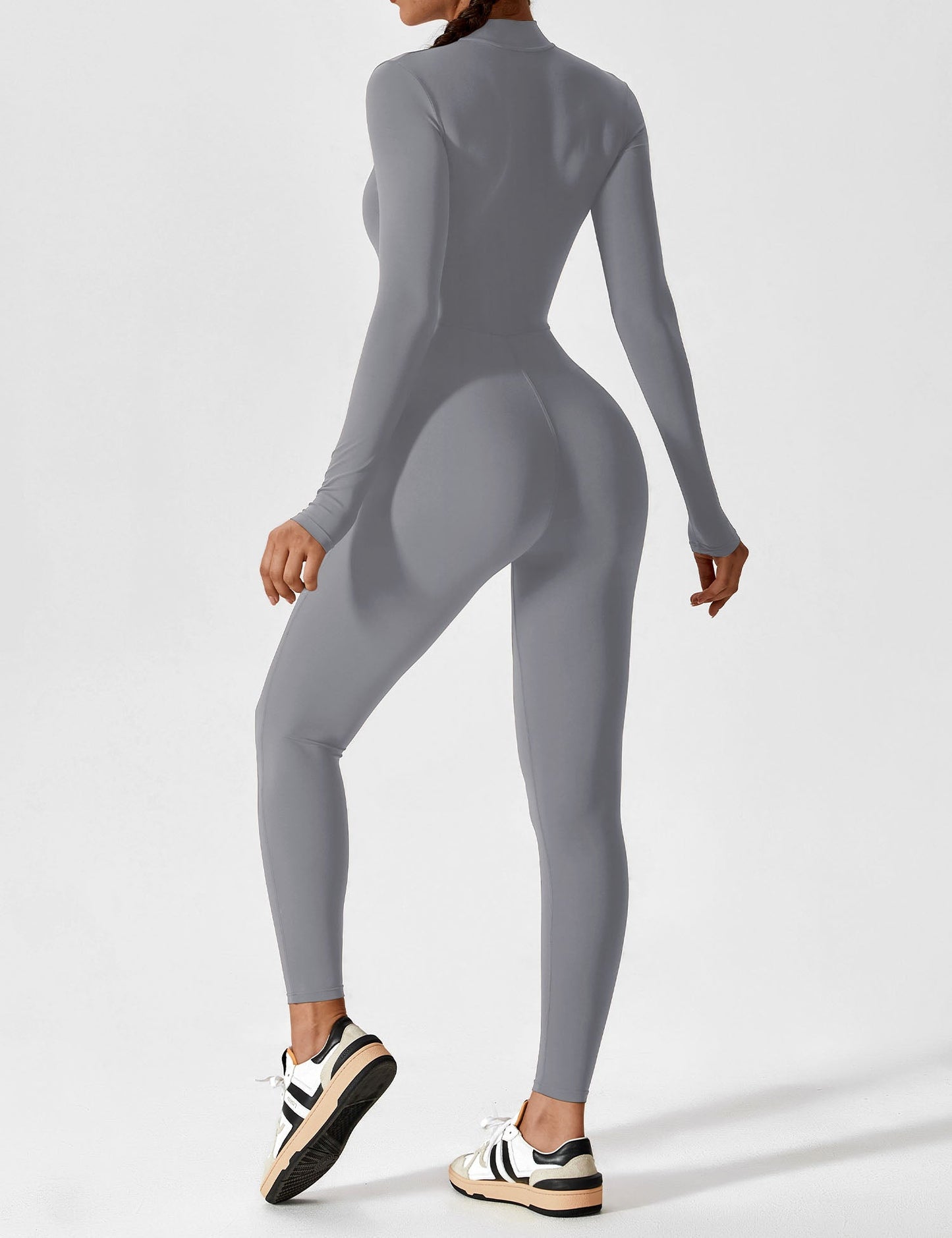 Women - Long Sleeve/ Short Sleeve Zipper Jumpsuit