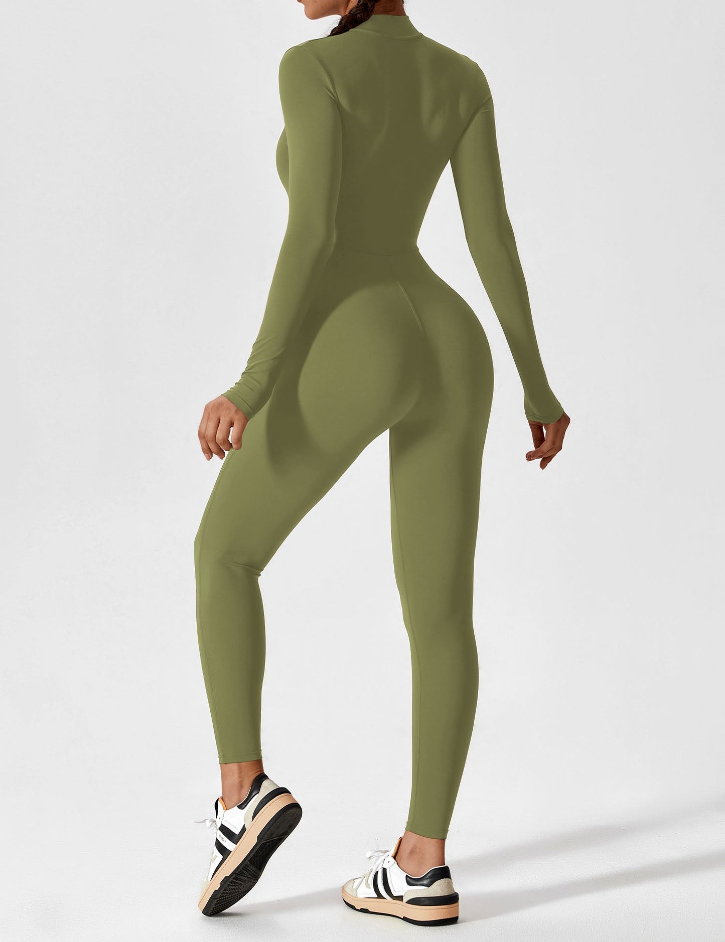 Women - Long Sleeve/ Short Sleeve Zipper Jumpsuit