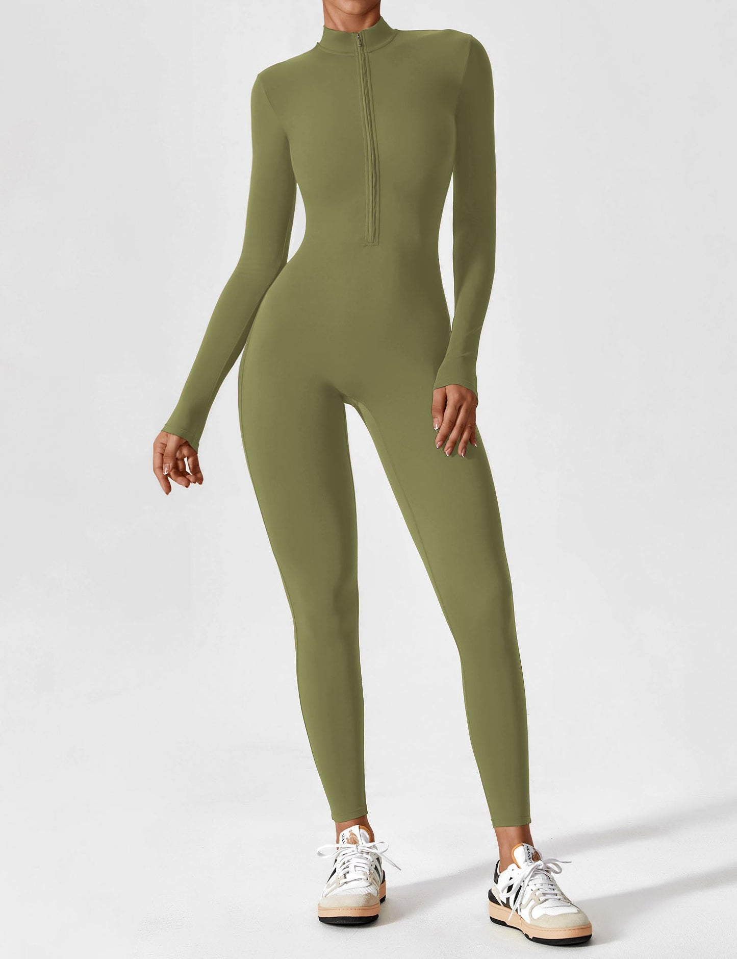 Women - Long Sleeve/ Short Sleeve Zipper Jumpsuit