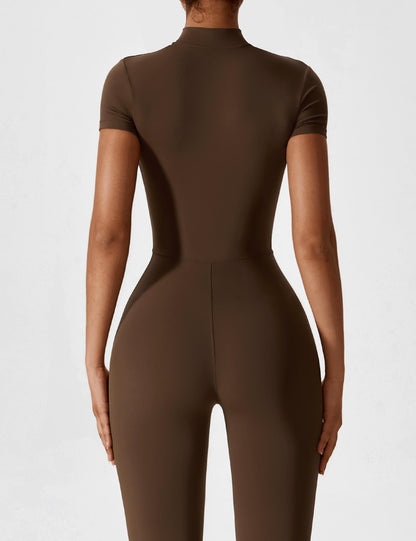 Women - Long Sleeve/ Short Sleeve Zipper Jumpsuit
